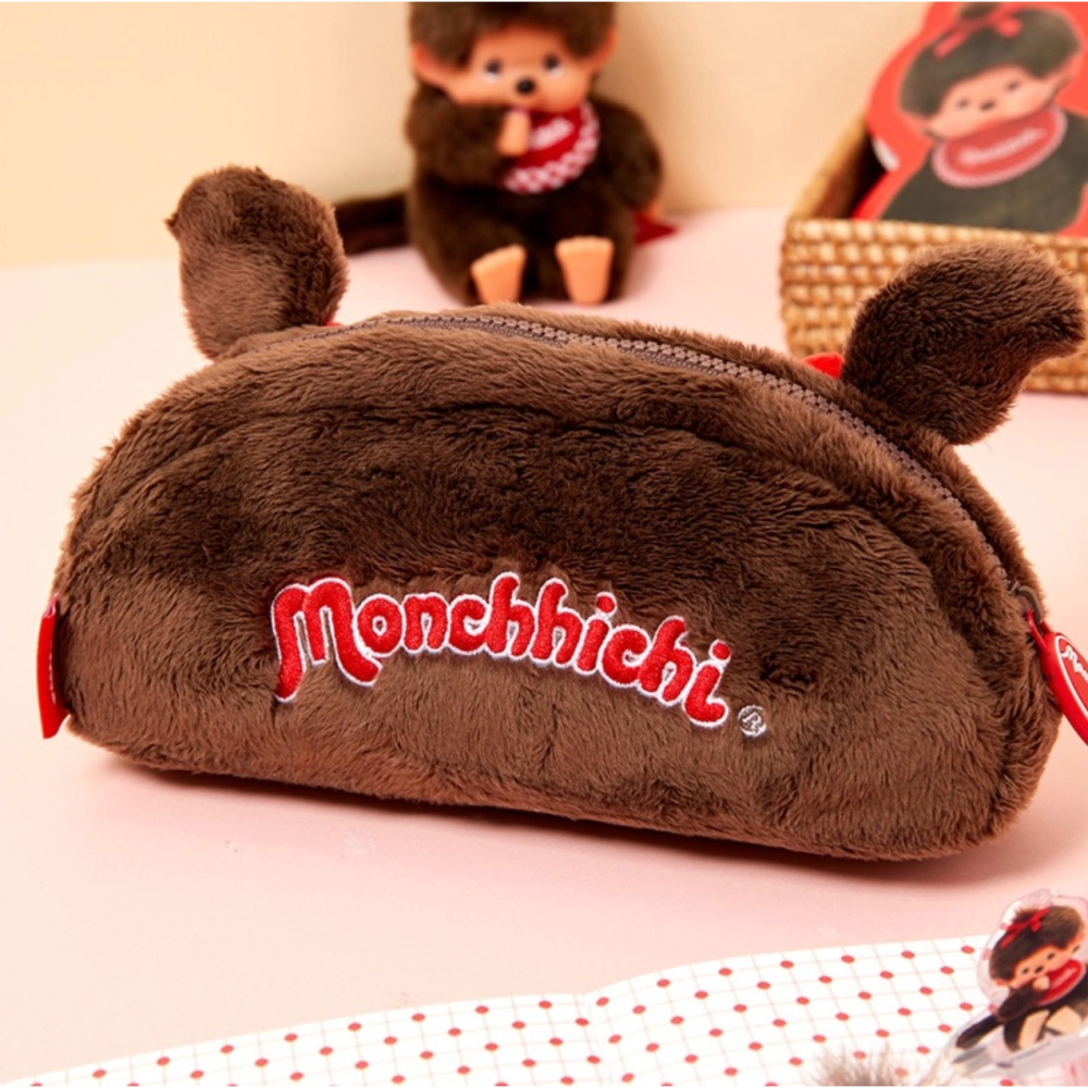 ʜᴀʀᴜᴅᴀɪʟʏ🌙  預購｜Monchhichi 蒙奇奇造型筆袋 毛絨絨造型收納包 毛絨絨鉛筆盒-細節圖6
