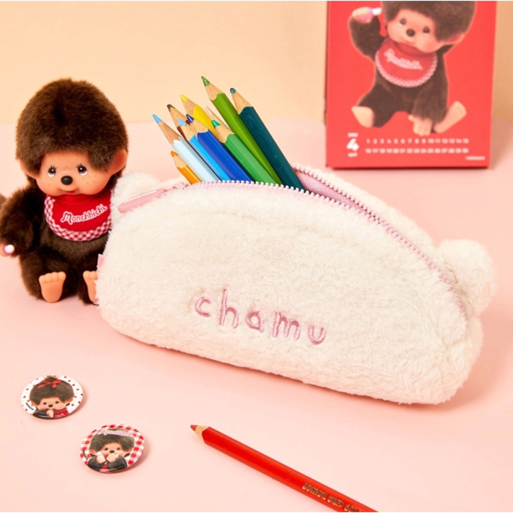 ʜᴀʀᴜᴅᴀɪʟʏ🌙  預購｜Monchhichi 蒙奇奇造型筆袋 毛絨絨造型收納包 毛絨絨鉛筆盒-細節圖8