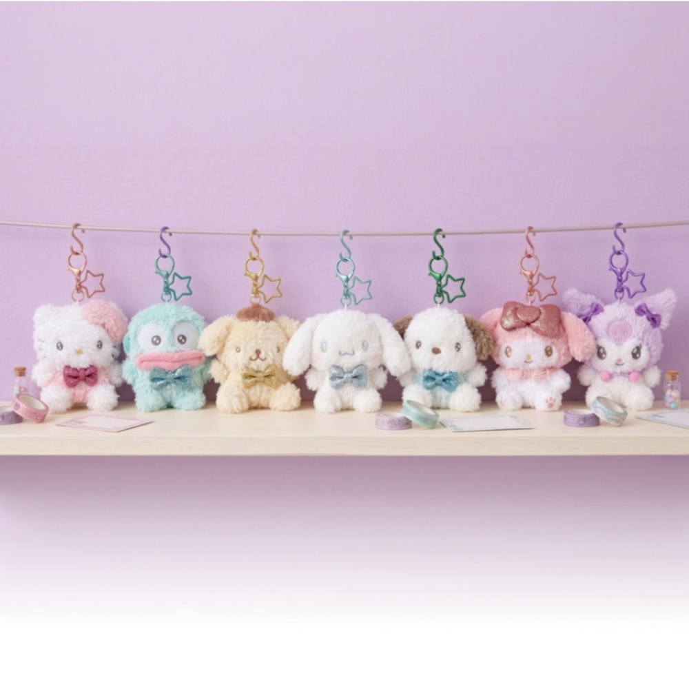 ʜᴀʀᴜᴅᴀɪʟʏ🌙  預購｜Sanrio 三麗鷗閃亮蝴蝶結娃娃吊飾 亮粉領結吊飾玩偶 10C吊飾娃娃-細節圖2