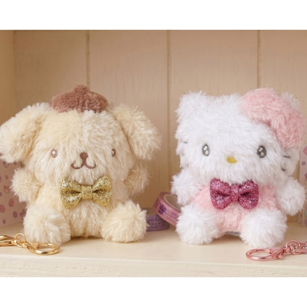 ʜᴀʀᴜᴅᴀɪʟʏ🌙  預購｜Sanrio 三麗鷗閃亮蝴蝶結娃娃吊飾 亮粉領結吊飾玩偶 10C吊飾娃娃-細節圖3