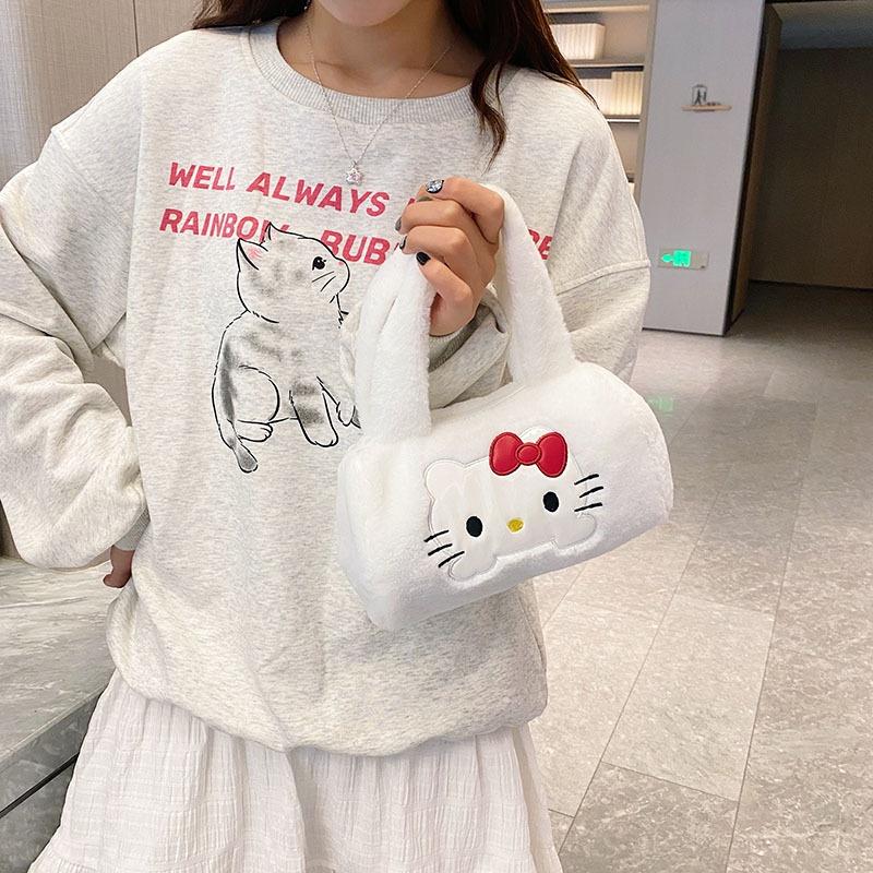 🔥🔥超可愛庫洛米日系可愛高顏值玉桂狗美樂蒂手提毛絨包包卡通軟萌少女玩偶包潮-細節圖4