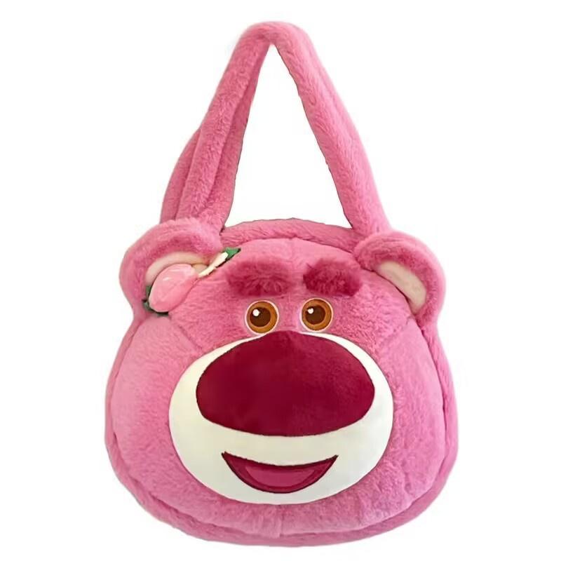 現貨超快速發貨🔥🔥可愛草莓熊毛絨卡通玩偶手提包女時尚新潮時尚軟萌少女斜挎包-細節圖5