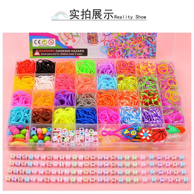 (現貨 超快速發貨）🔥🔥40格彩虹手工編織器DIY彩色橡皮筋兒童益智玩具編織手鏈2500根益智玩具專注力訓練-細節圖7