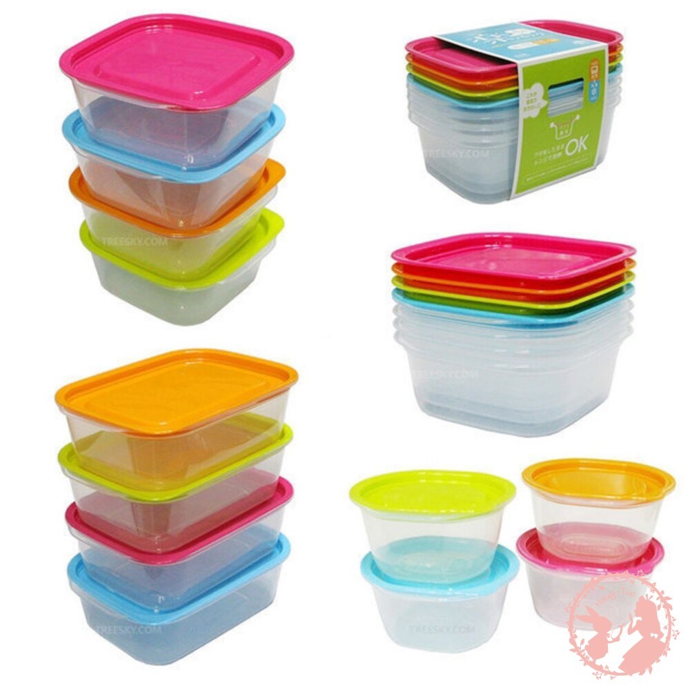 日本製 INOMATA 可微波便當盒 (4入組) 冰箱保鮮盒 透明收納盒 食物保存盒 多功能微波盒-細節圖2