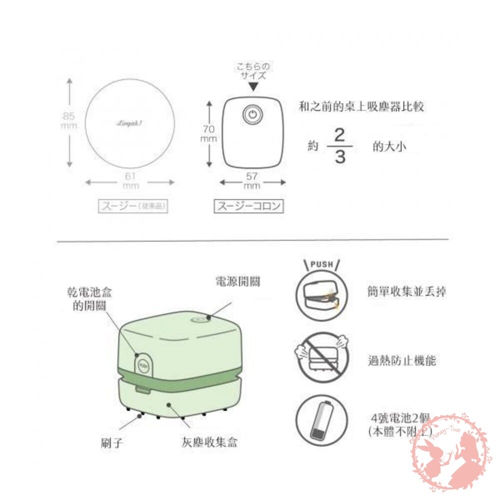 日本SONIC SUZY 桌面吸塵器 乾電池式桌面清潔器 辦公 清潔桌面 吸塵器 桌上型 小型 迷你 橡皮擦屑 桌面除塵-細節圖3