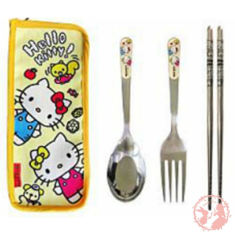 HELLO KITTY三件式不鏽鋼餐具組-細節圖2