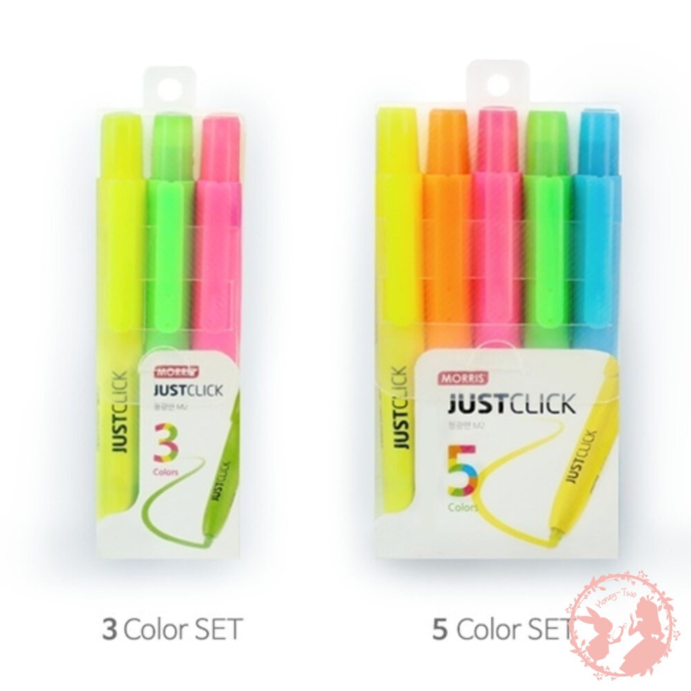 韓國製造 MORRIS 按壓式 免蓋也行!不怕乾螢光筆3入組/盒裝 重點筆 彩色筆 標記筆 記號筆  筆記筆標記-細節圖6