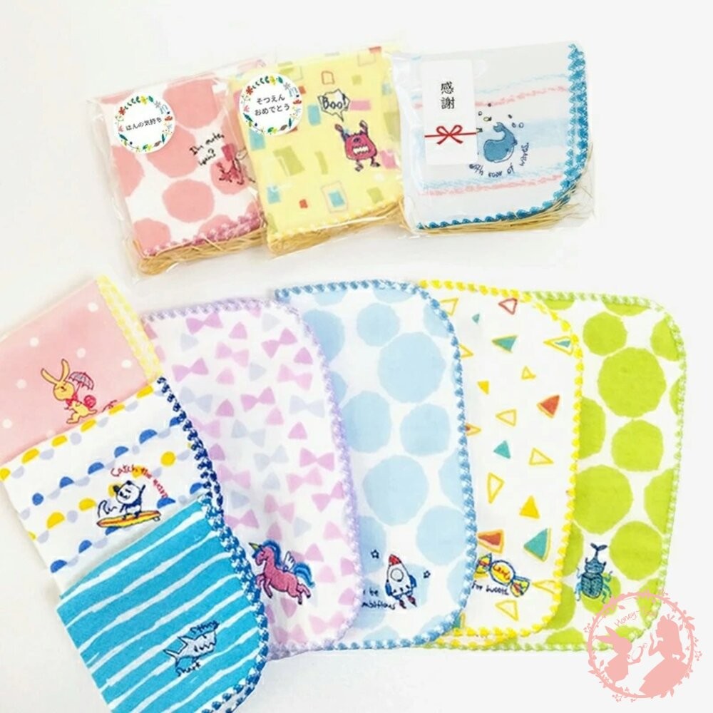 【現貨】日本製 今治 X Kontex 純棉 刺繡口水巾 小方巾 紗布毛巾 紗布巾 手帕 小毛巾 16cm-細節圖2