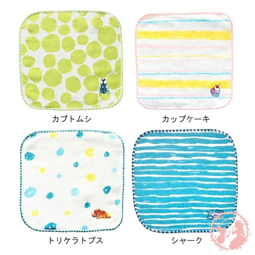 【現貨】日本製 今治 X Kontex 純棉 刺繡口水巾 小方巾 紗布毛巾 紗布巾 手帕 小毛巾 16cm-細節圖9