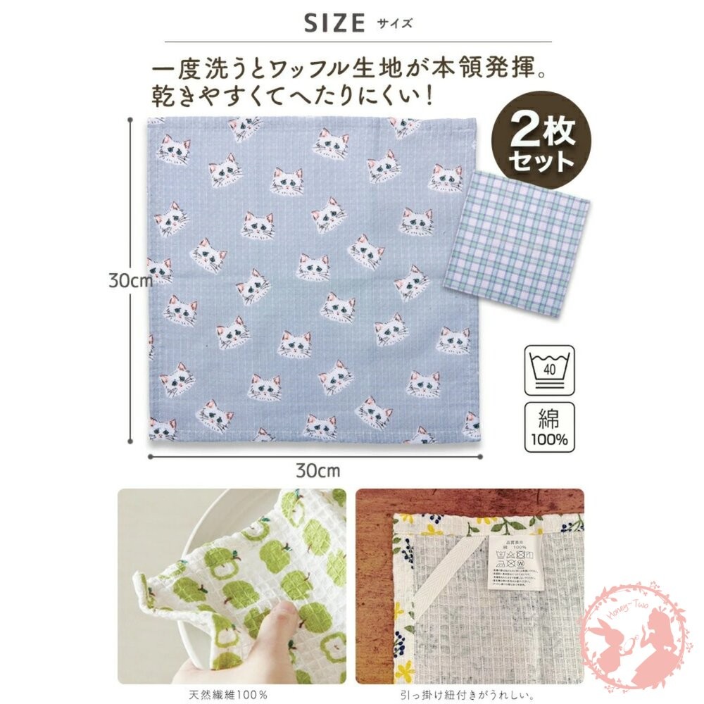 日本廚房植物系洗碗布擦拭巾/抹布2入組 萬用巾-細節圖2
