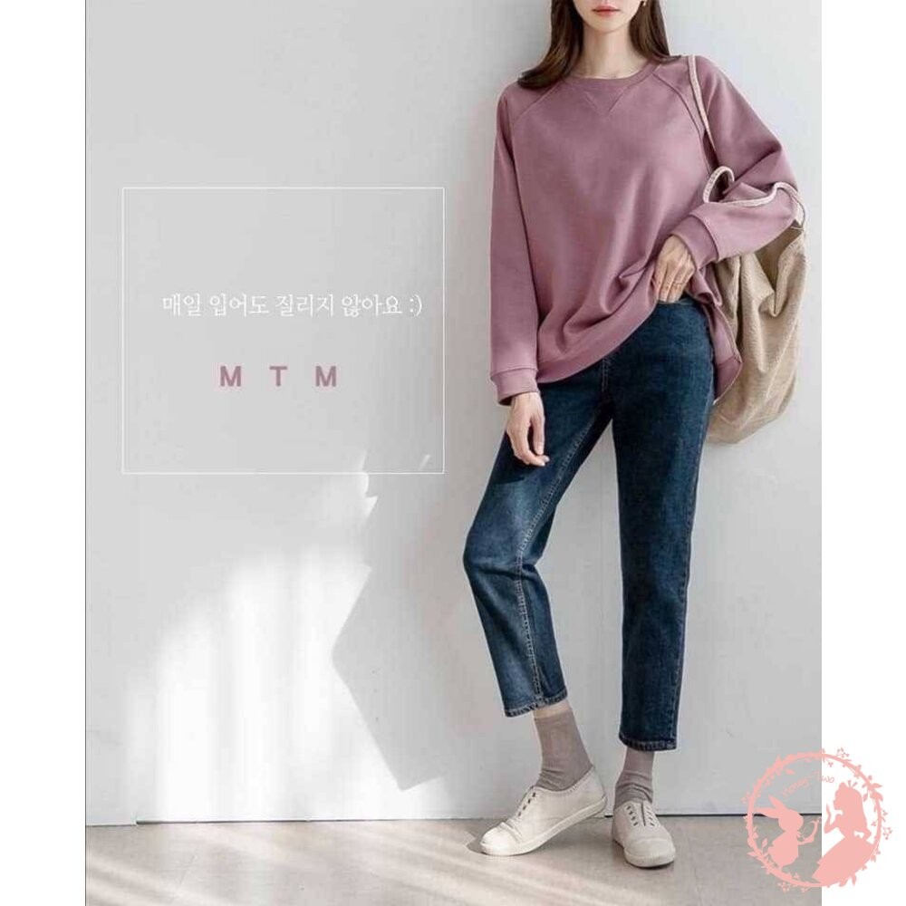 韓國 圓領素色刷毛側開岔衞衣-細節圖4