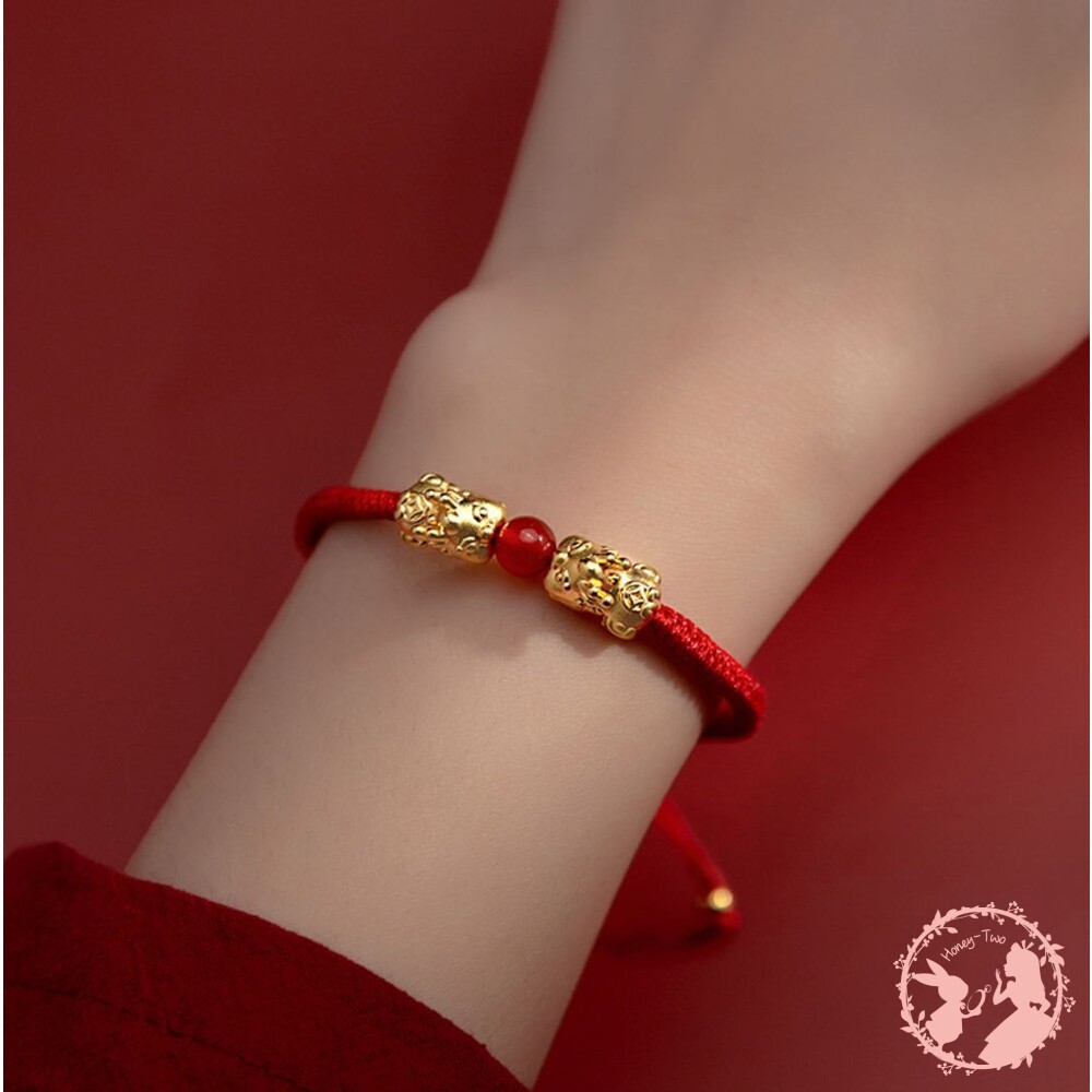 🔥紫南過香爐 招財神器3D貔貅紅繩手鍊 咬錢貔貅、招財手鍊、男女都可帶 招財貔貅 開運手鍊 保平安-細節圖3