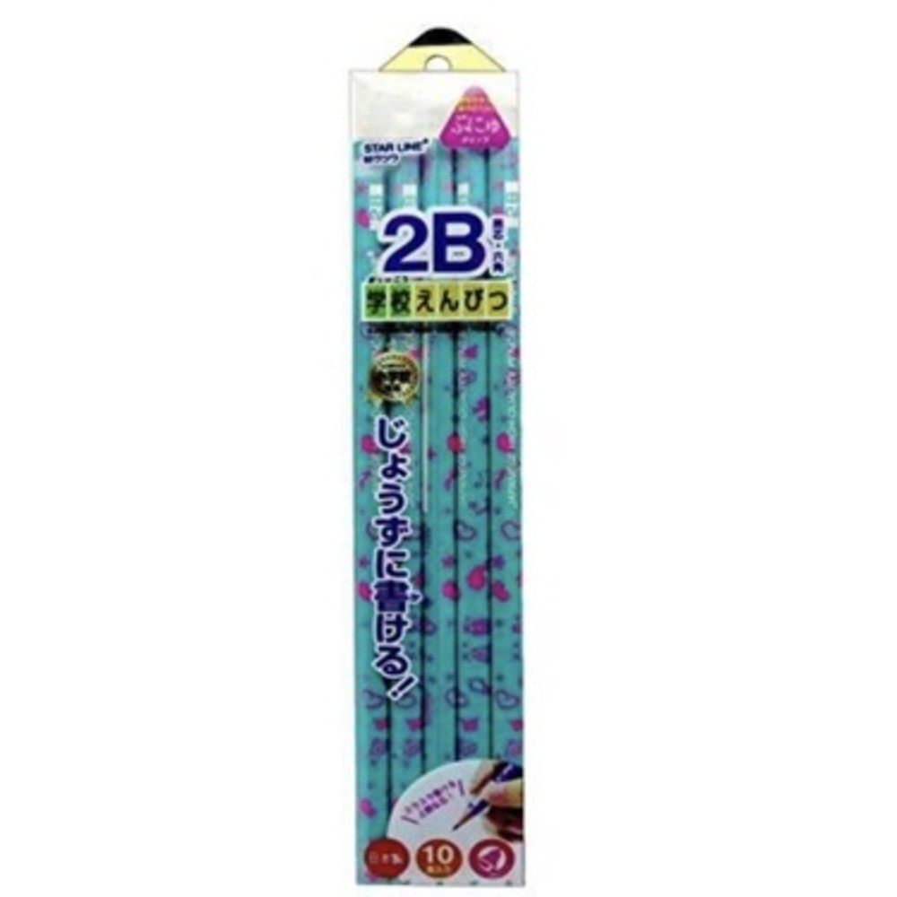 日本 KUTSUWA STAR LINE 六角2B鉛筆 學習文具 兒童鉛筆-湖藍色