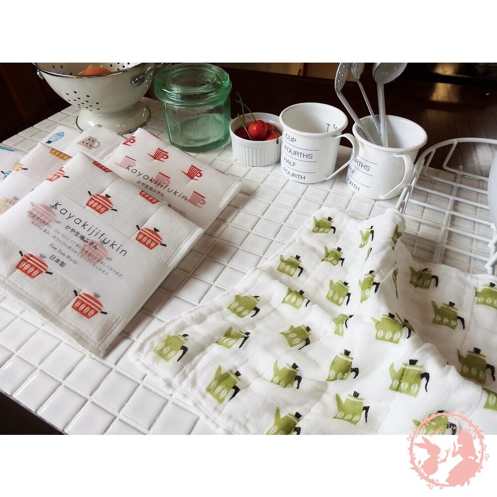日本製 原田織物 KAYA KIJI FUKIN 七層棉紗家事布 30×30 廚房吸水抹布 快乾 擦拭布 萬用布-細節圖4