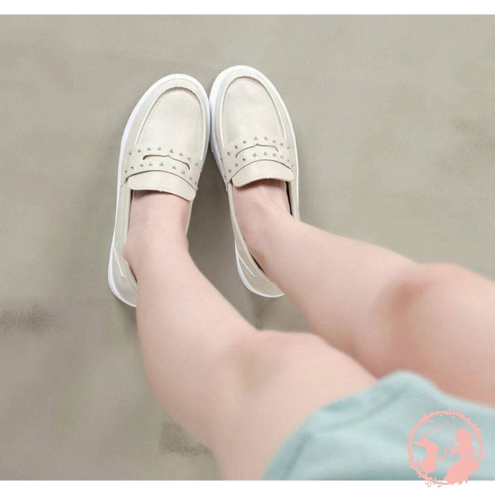 【零碼出清】韓國新款 百搭金屬鉚釘樂福鞋 23.5CM 黑色-細節圖4