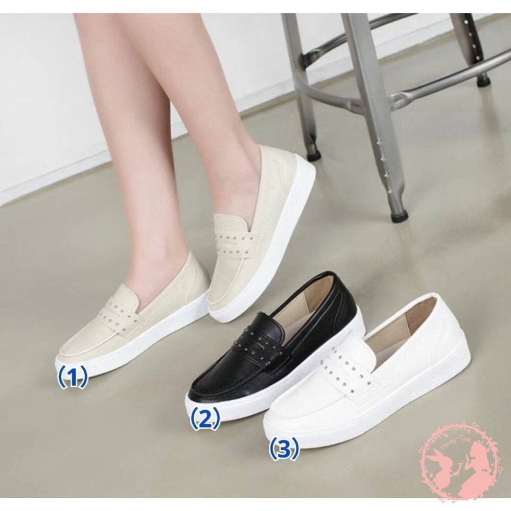 【零碼出清】韓國新款 百搭金屬鉚釘樂福鞋 23.5CM 黑色-細節圖8