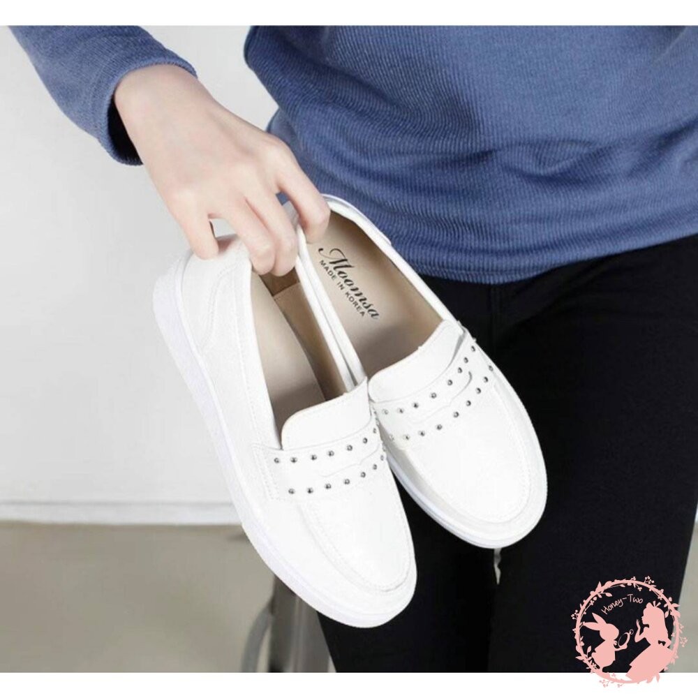 【零碼出清】韓國新款 百搭金屬鉚釘樂福鞋 23.5CM 黑色-細節圖9