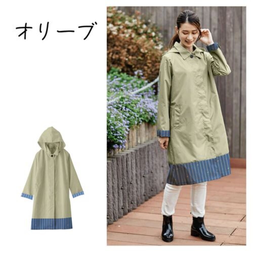 日本Actual PRODUCTS 斯登領大衣型雨衣 自行車雨衣 雨衣 附收納袋-規格圖1