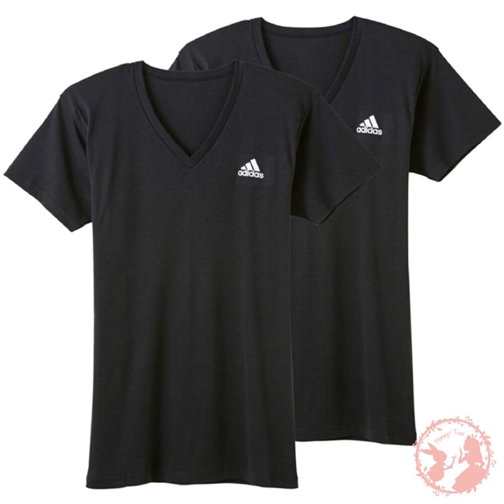 日本Gunze adidas 2件裝 V領 吸汗速乾 T恤 成人款  男上衣兩入組 APB3152 日本郡是-細節圖2