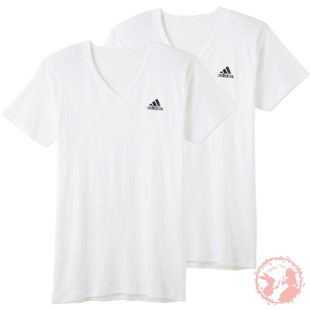 日本Gunze adidas 2件裝 V領 吸汗速乾 T恤 成人款  男上衣兩入組 APB3152 日本郡是-細節圖3