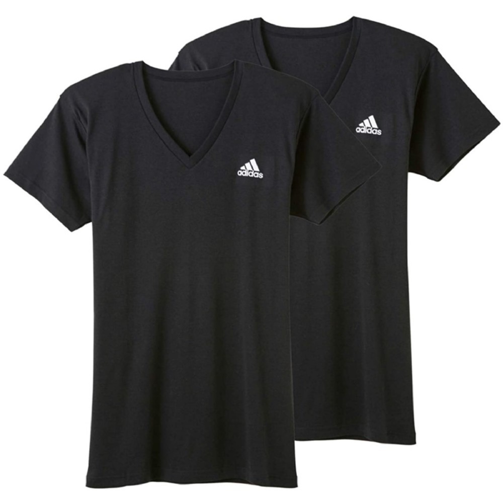 日本Gunze adidas 2件裝 V領 吸汗速乾 T恤 成人款  男上衣兩入組 APB3152 日本郡是-規格圖4