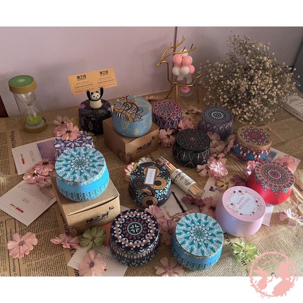 🔥現貨 小鐵盒香氛蠟燭 香氛蠟燭 乾燥花蠟燭 大豆蠟燭 香薰 芳香 靜心 冥想  調頻 情人 聖誕 禮物 天使-細節圖7