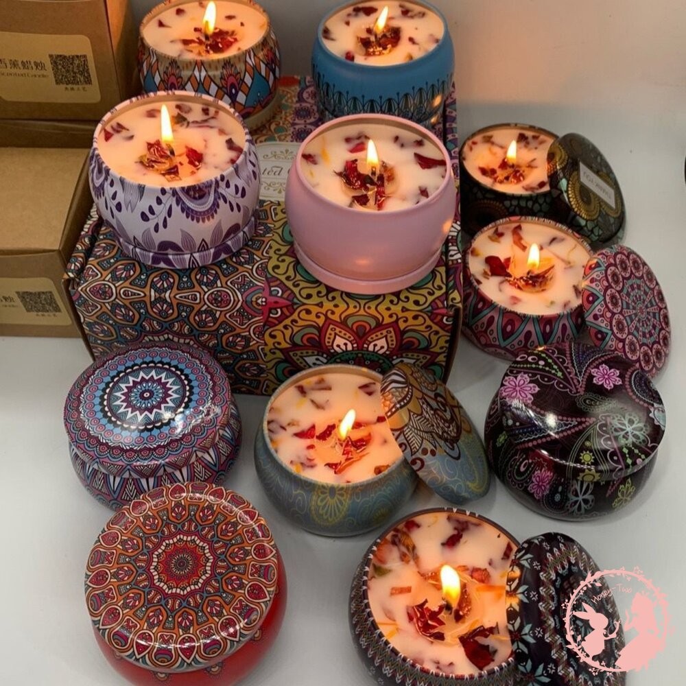 🔥現貨 小鐵盒香氛蠟燭 香氛蠟燭 乾燥花蠟燭 大豆蠟燭 香薰 芳香 靜心 冥想  調頻 情人 聖誕 禮物 天使-細節圖8