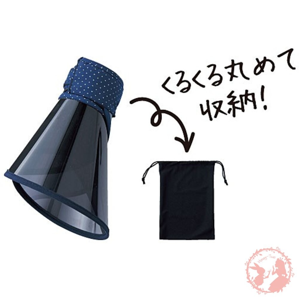 日本COOL-可收納防UV無頂遮陽帽 (藍點/單寧)-細節圖3