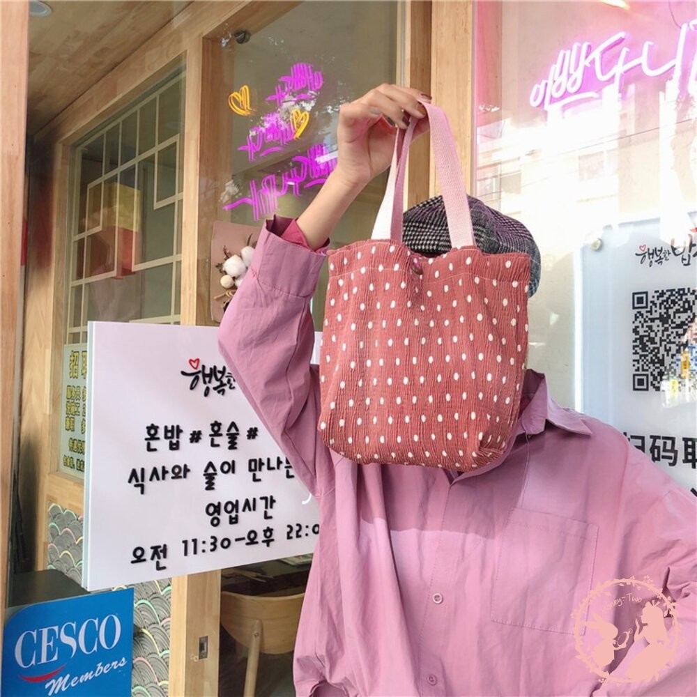 韓國ins小清新手提皺褶小布包 多款可選 現貨-細節圖7