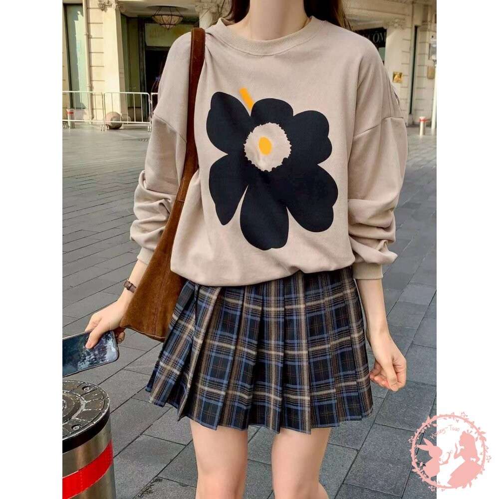 韓國新品 花卉印花寬鬆圓領大學T 韓國原裝進口 韓國制-細節圖7