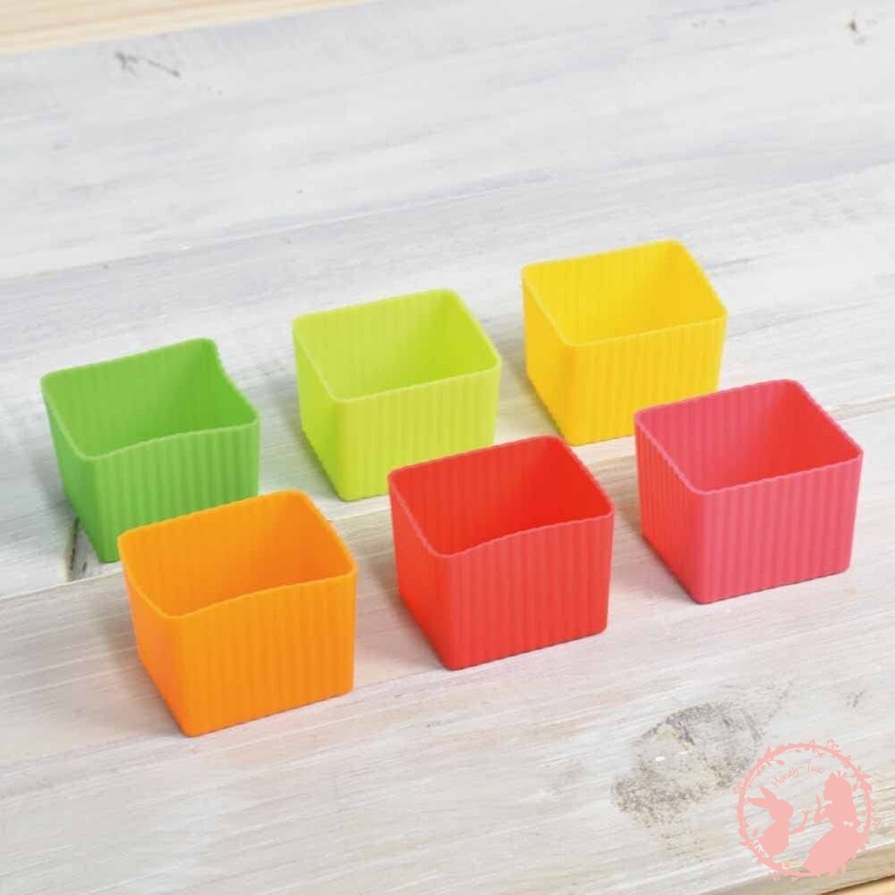 日本Sugar Land 方形矽膠分隔杯6入（彩色）-細節圖3