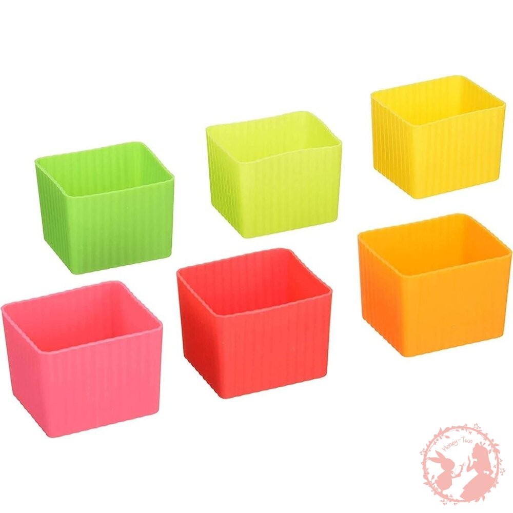 日本Sugar Land 方形矽膠分隔杯6入（彩色）-細節圖4