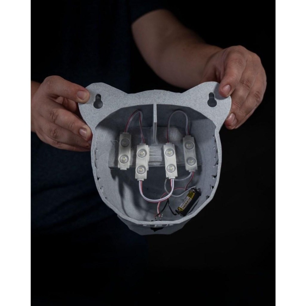 獅子燈 壁燈 動物燈 光影效果 氛圍燈 Great Lion Wall Light 夜燈 電池外接供電 3D列印-細節圖6
