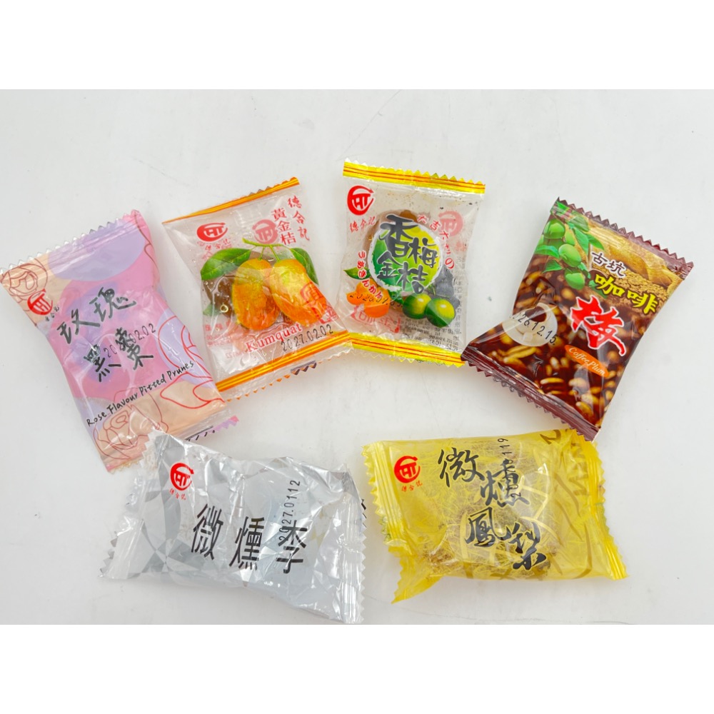 德合記 綜合六蜜餞 玫瑰黑棗/微醺李/微醺鳳梨/黃金桔/香梅金桔/咖啡梅  包/綜合600克宜蘭名產..年貨-細節圖2