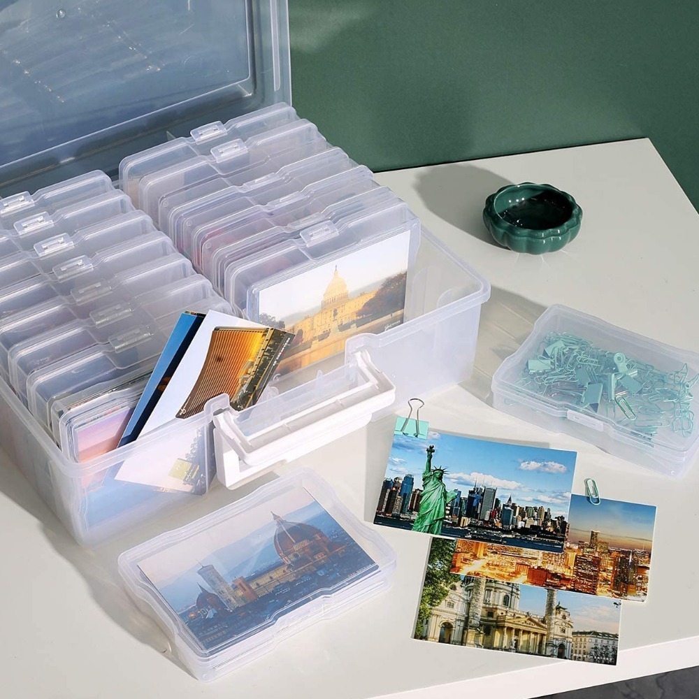 【好室立家-MeinHaus⁺】手提 相片 收納盒 卡片 文具  教具 分格 模型 小物 字卡 收納 照片 保存盒-細節圖2