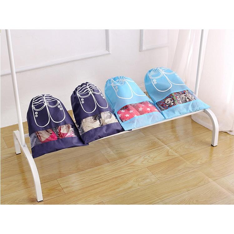 【現貨】韓版 旅行收納鞋袋 防水便攜手提鞋子收納袋 尼龍束口袋 鞋子防塵袋 出國旅遊露營野餐出差 運動鞋套 行李箱分裝袋-細節圖3