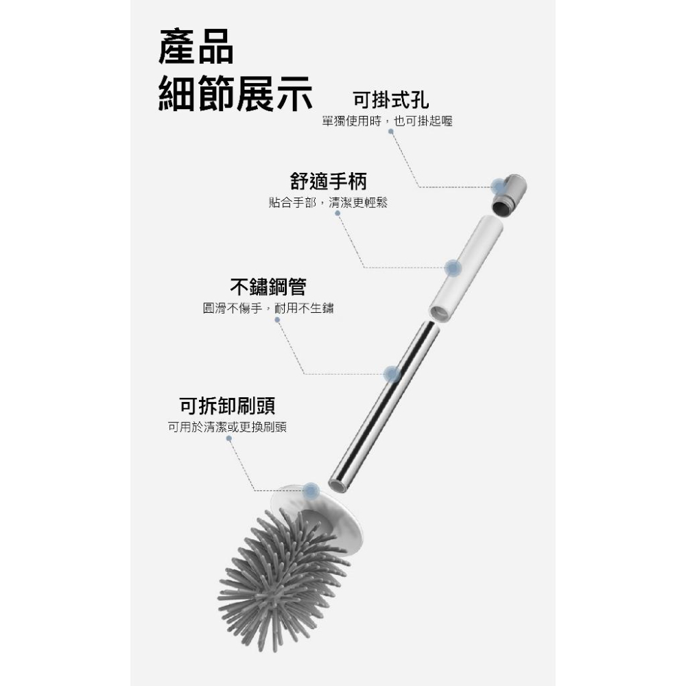 【現貨】高質感 無死角馬桶刷 二合一 雙刷頭 清潔刷 廁所刷 浴廁清潔 馬桶刷子 矽膠 壁掛式 馬桶清潔刷 馬桶刷-細節圖8