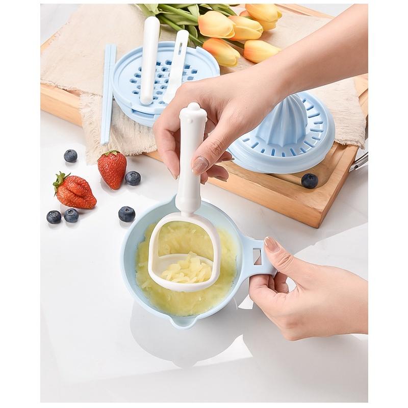 【現貨】兒童食品研磨7件組 副食品製作器具 寶寶食物研磨器 嬰兒食物調理器 小孩副食品餐具 輔食研磨碗 榨汁過濾搗碎-細節圖2