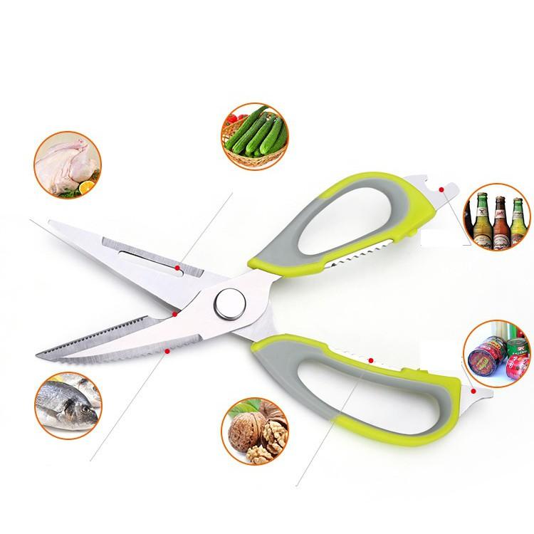 【現貨】料理剪刀 多功能 304 不鏽鋼剪刀 食物剪 廚房剪 雞骨剪 開瓶器 開罐器 刨鱗刀 核桃夾 萬用調理刀 磁吸-細節圖3