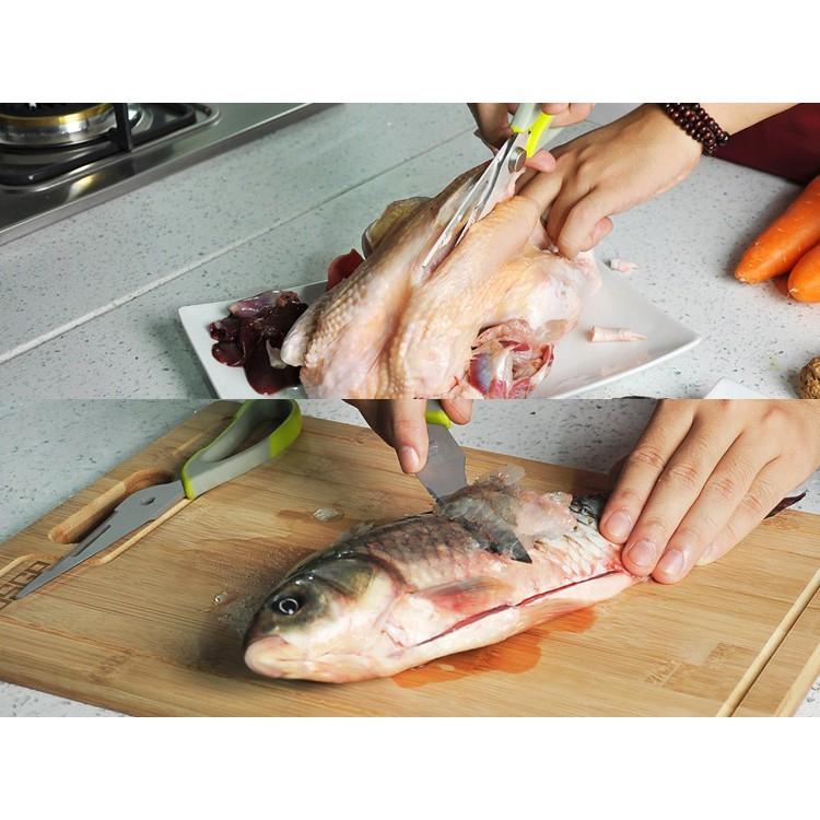 【現貨】料理剪刀 多功能 304 不鏽鋼剪刀 食物剪 廚房剪 雞骨剪 開瓶器 開罐器 刨鱗刀 核桃夾 萬用調理刀 磁吸-細節圖5