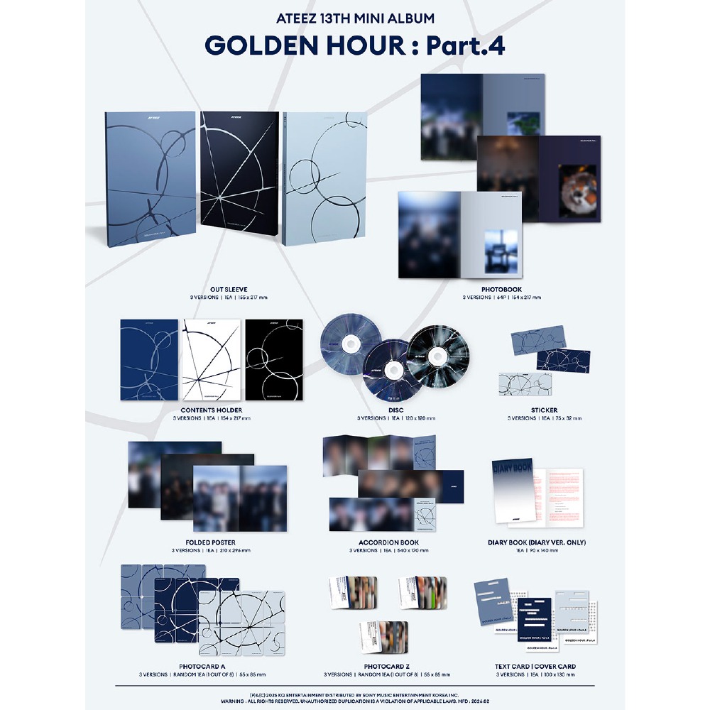 微樂客💃預購/KQ通路官網通路套組特典 ATEEZ - [GOLDEN HOUR PART.4] 迷你十三輯-細節圖2