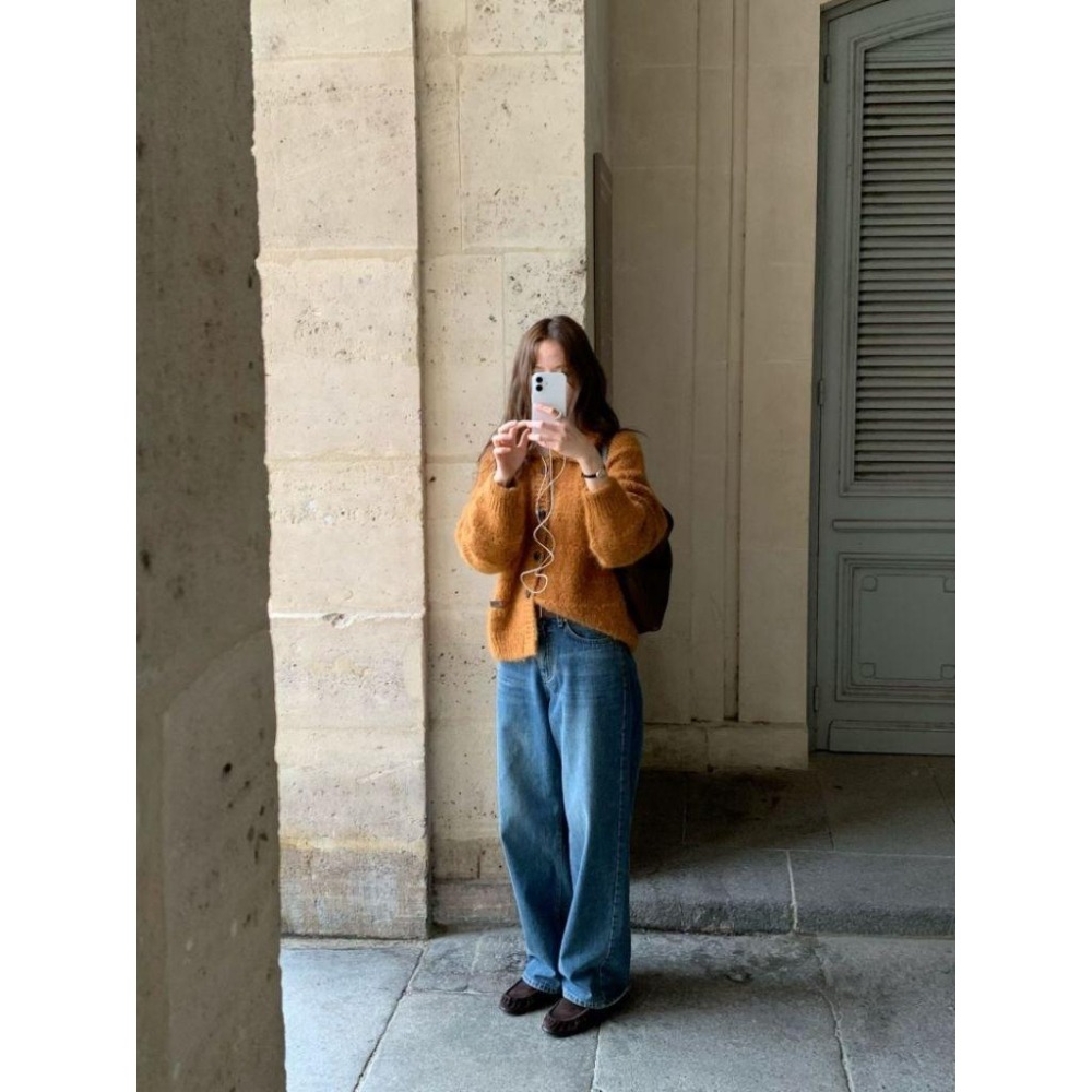 ✨️Korinana🇰🇷預購 正韓東大門代購 VENIR 慵懶氣質馬海毛×羊毛混紡翻領針織外套｜軟糯顯瘦｜開襟毛衣｜軟萌-細節圖7