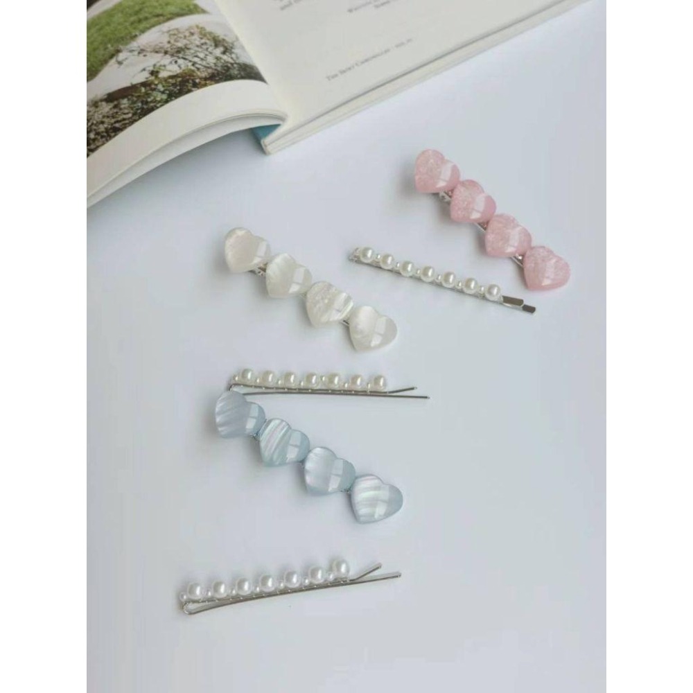 ✨️Korinana🇰🇷正韓東大門代購｜現貨+預購｜夢幻愛心髮夾套組（3色）韓國流行髮飾代購 ins 百搭 eei-細節圖2
