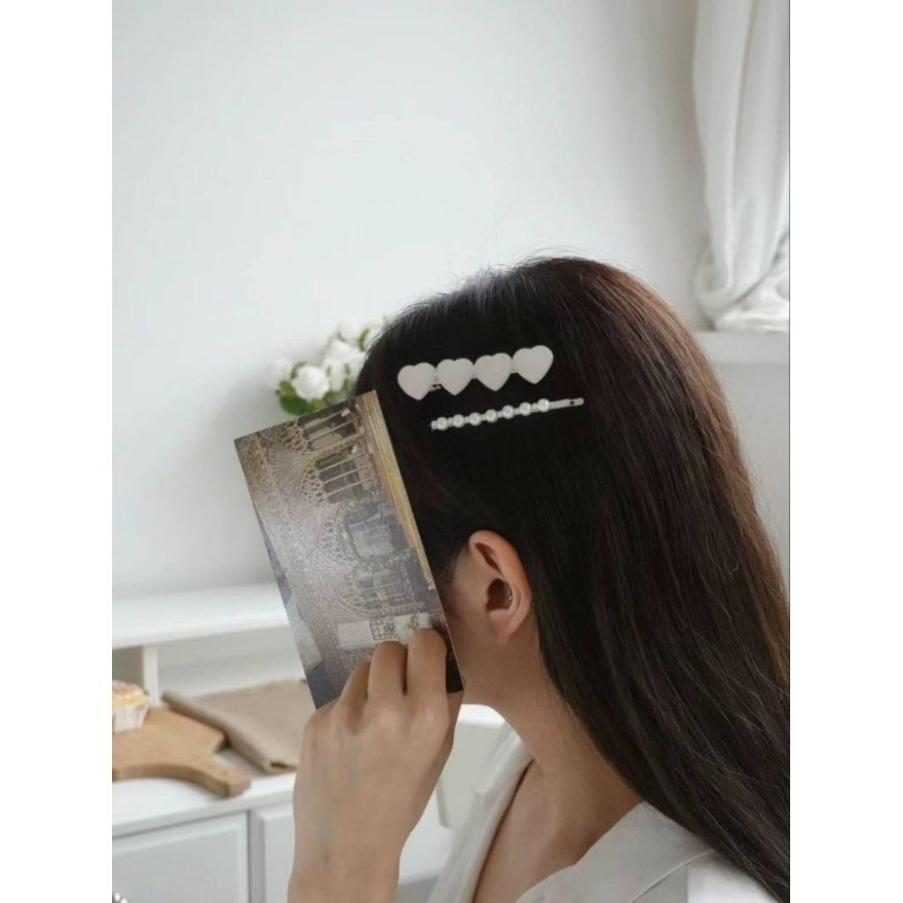 ✨️Korinana🇰🇷正韓東大門代購｜現貨+預購｜夢幻愛心髮夾套組（3色）韓國流行髮飾代購 ins 百搭 eei-細節圖3