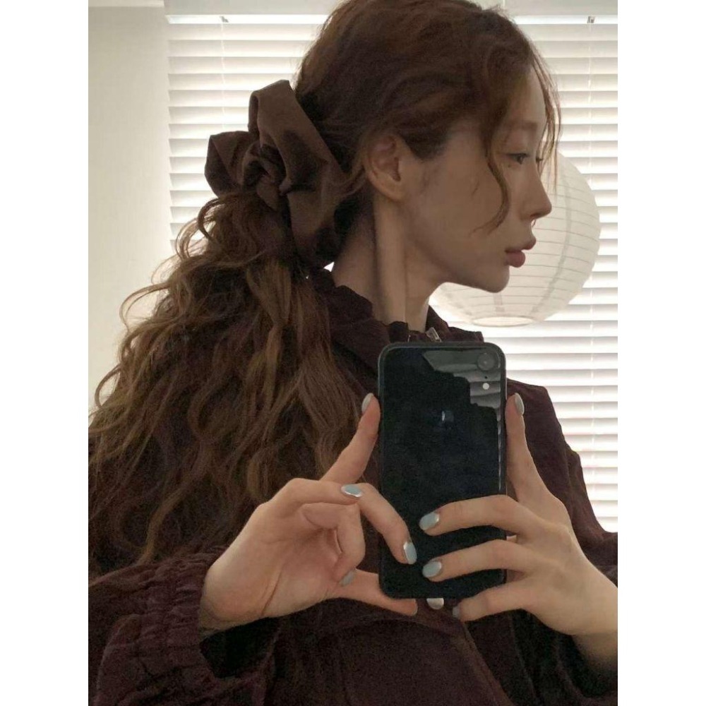 ✨️Korinana🇰🇷正韓東大門Earlobe｜現貨+預購｜韓風極簡蓬鬆感大腸髮圈（4色） 韓國時尚髮飾代購 小紅書-細節圖4
