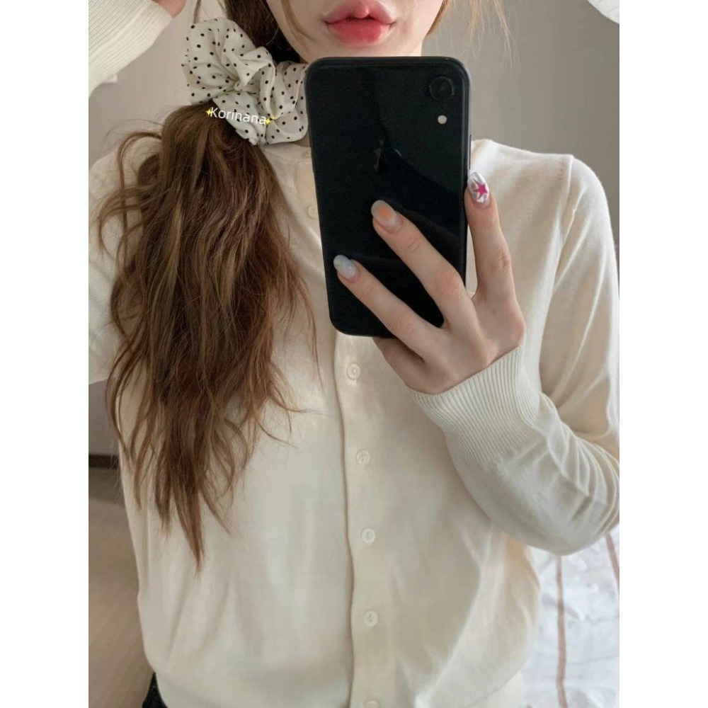 ✨️Korinana🇰🇷正韓東大門Earlobe｜現貨+預購｜可愛迷你波點大腸髮圈（白／黑）韓國流行髮飾代購 小紅書-細節圖6