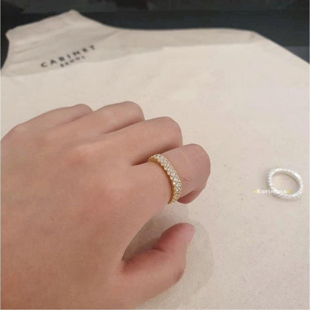 ✨️Korinana🇰🇷正韓東大門高質感飾品代購｜預購｜自留款滿鑽超閃亮固定式925銀戒指（銀/金）韓國流行時尚 ca-細節圖2