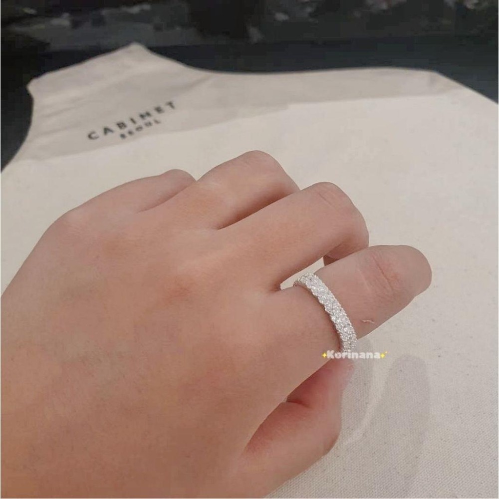 ✨️Korinana🇰🇷正韓東大門高質感飾品代購｜預購｜自留款滿鑽超閃亮固定式925銀戒指（銀/金）韓國流行時尚 ca-細節圖3