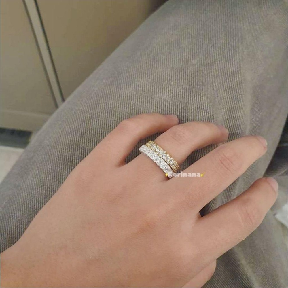✨️Korinana🇰🇷正韓東大門高質感飾品代購｜預購｜自留款滿鑽超閃亮固定式925銀戒指（銀/金）韓國流行時尚 ca-細節圖4