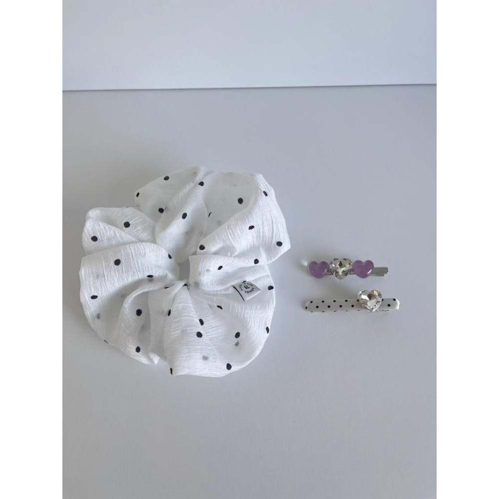 ✨️Korinana🇰🇷正韓東大門代購｜現貨｜清新點點大腸髮圈（白/綠）韓國流行髮飾代購 ins小紅書 Re-細節圖2